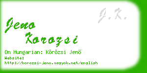 jeno korozsi business card