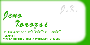 jeno korozsi business card